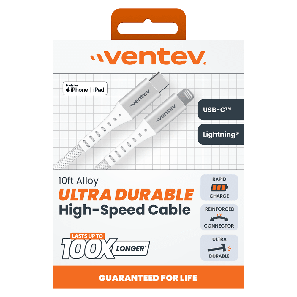 Ventev ChargeSync Alloy USB-C to Apple Lightning cable 10ft