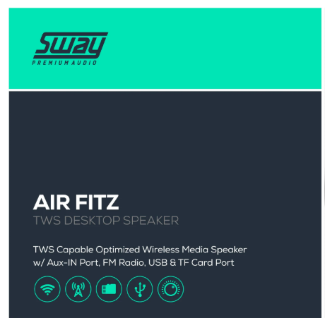 Sway Air Fitz Bluetooth Desktop Media Speaker - Black French Bulldog Design