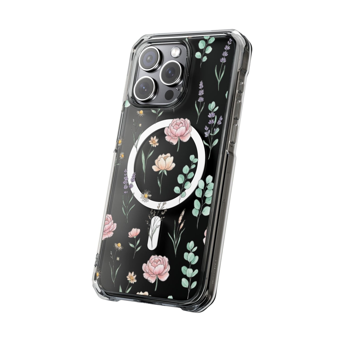 Floral Clear Magnetic Phone Case Pink Rose – cute transparent phone case with flowers