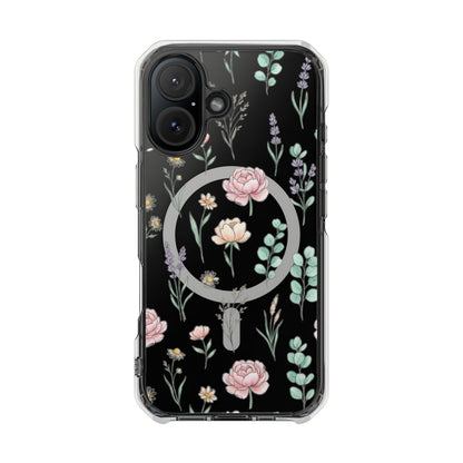 Floral Clear Magnetic Phone Case Pink Rose – iPhone 17 Pro Max wireless charging compatibility