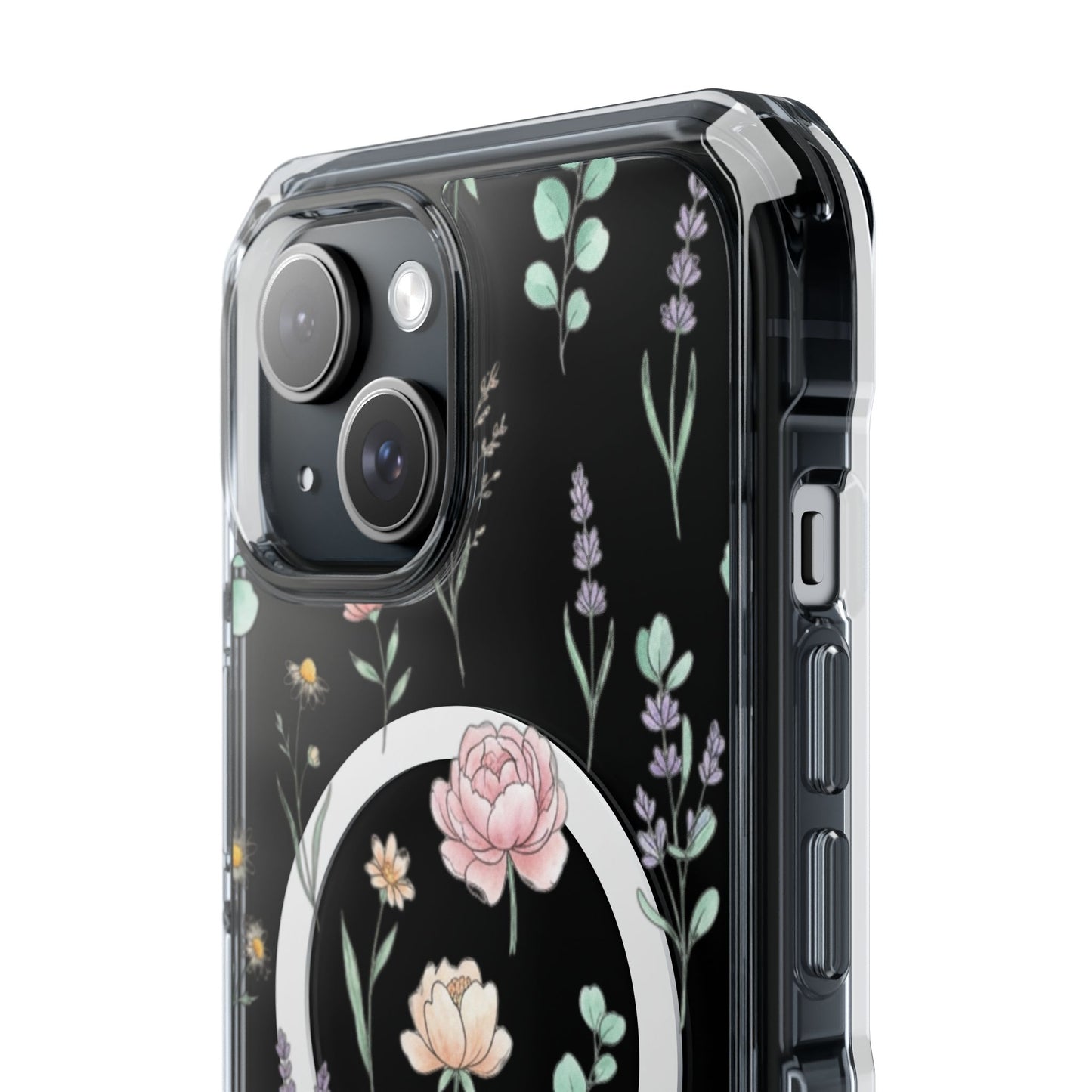 Floral Clear Magnetic Phone Case Pink Rose – gift for her floral phone case spring aesthetic