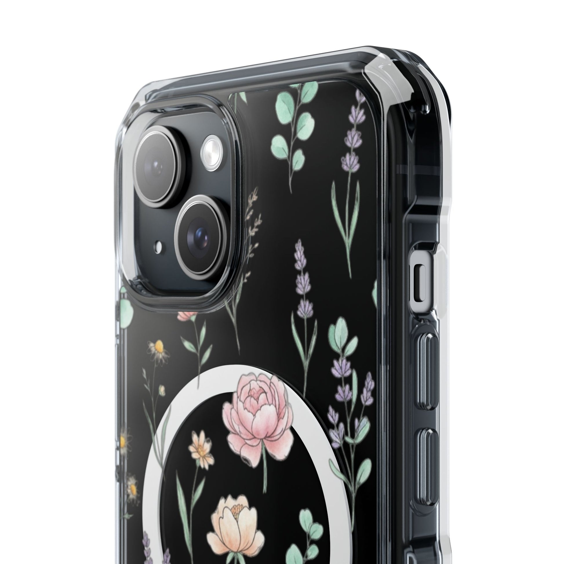 Floral Clear Magnetic Phone Case Pink Rose – gift for her floral phone case spring aesthetic