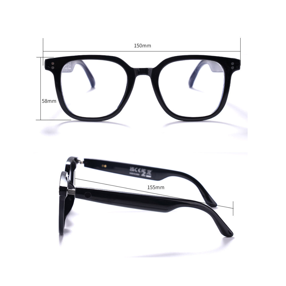 VocaLens AI Smart Sunglasses with photochromic lenses dimensions