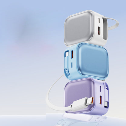 POWER LOOP Ultra-Fast 35W Retractable Wall Charger with retractable USB-C cable and dual charging ports all 3 stacked