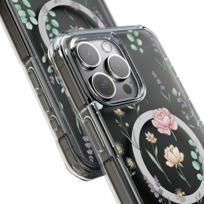 Floral Clear Magnetic Phone Case Pink Rose – iPhone 17 lifestyle photo showing clear case design