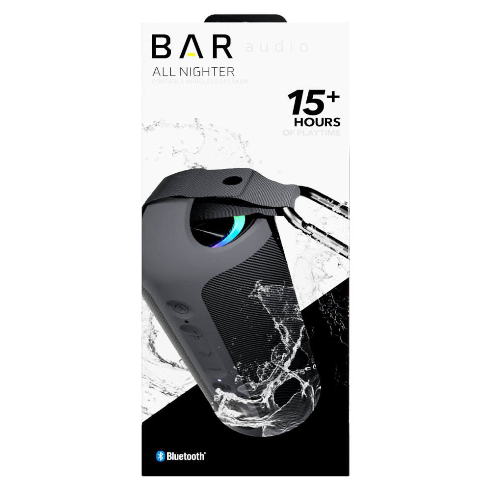 Bar Audio All Nighter Bluetooth Speaker packaging