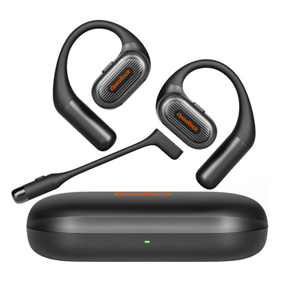 OpenRock Link 20 TWS open-ear Bluetooth headset with detachable boom mic and charging case