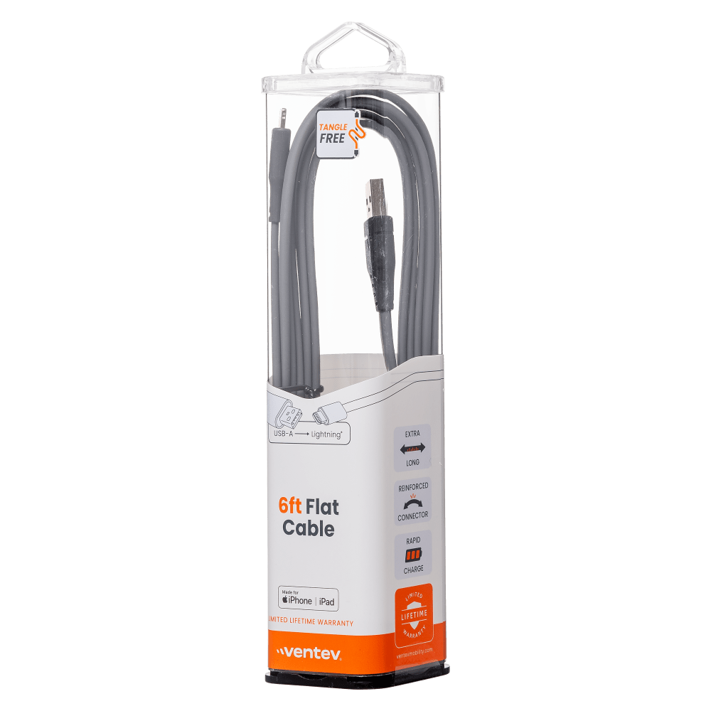 Ventev ChargeSync flat USB-A to Apple Lightning cable 6ft