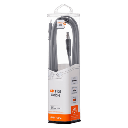 Ventev ChargeSync flat USB-A to Apple Lightning cable 6ft