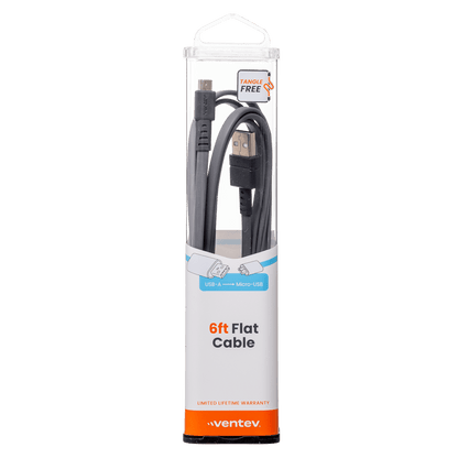 Ventev ChargeSync Flat USB-A to Micro cable 6ft gray