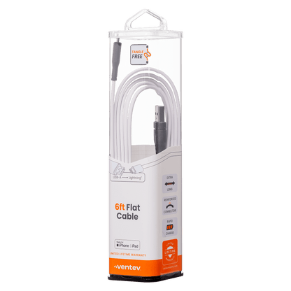 Ventev ChargeSync flat USB-A to Apple Lightning cable 6ft