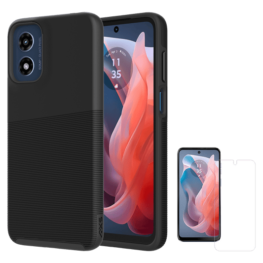 Axessorize PROTech Plus Case and ARMORGlass Screen Protector Bundle for Motorola Moto G Play (2024) – durable protection.