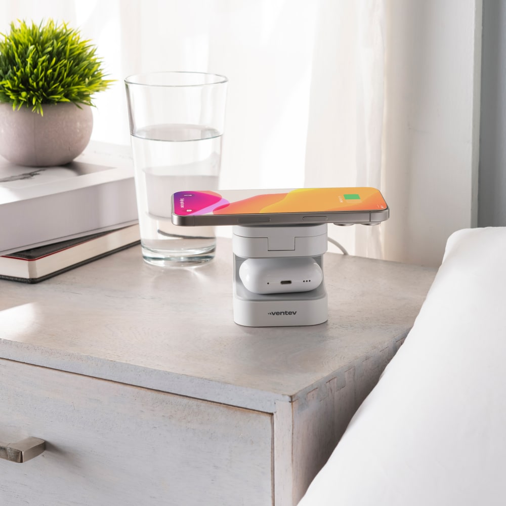 Ventev Qi2 15W 2-in-1 Wireless Charging Cube Nightstand