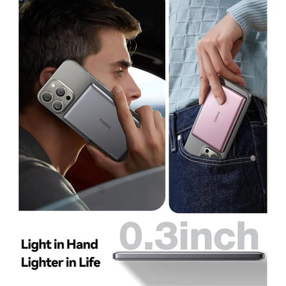 TORRAS MiniMag magnetic wireless power bank in Titanium Gray – rear view