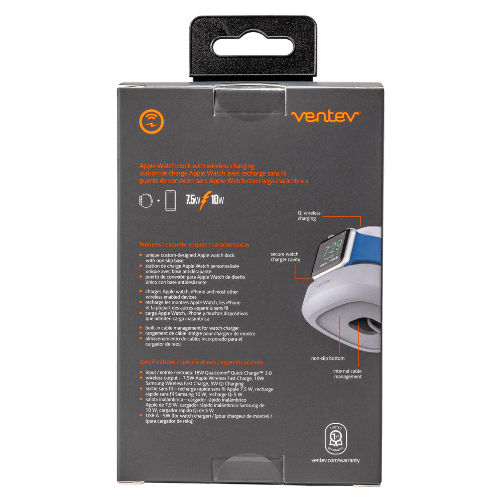 Ventev wireless watchdock duo 10W Gray, White by Ventev