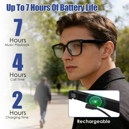 AI Smart Glasses with Sony 8MP camera – side profile view showing camera lens