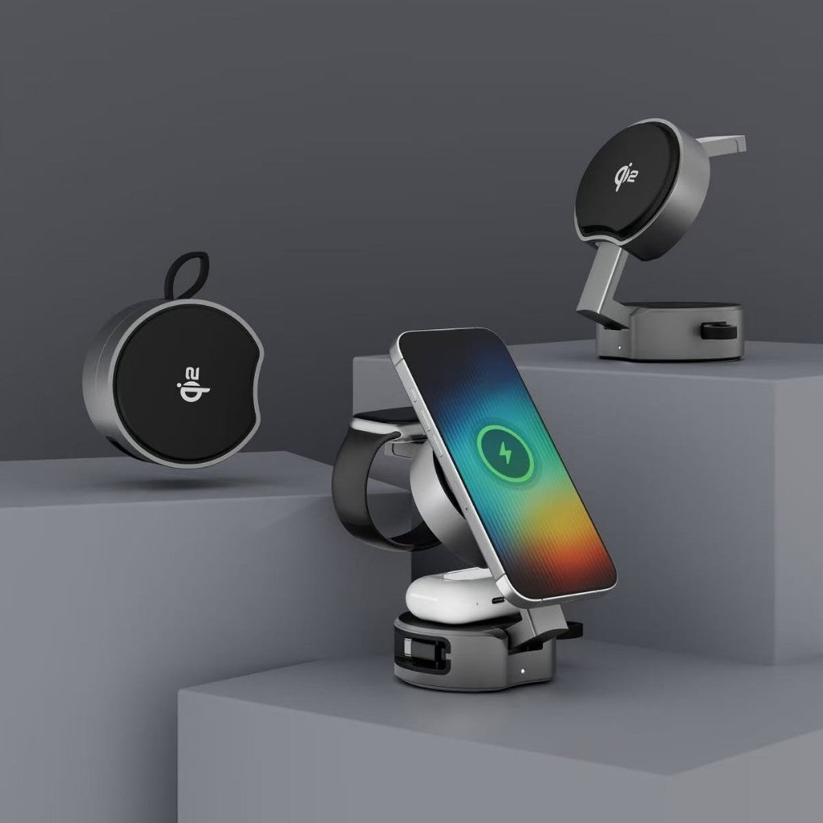 ApexCharge Station Qi2 15W Magnetic 3-in-1 wireless charger 3 stands