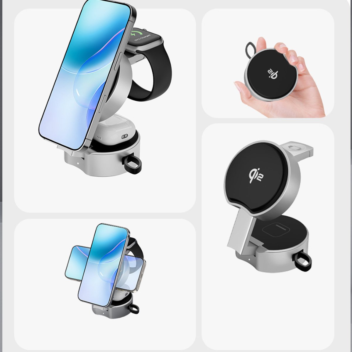 ApexCharge Station Qi2 15W Magnetic 3-in-1 wireless charger 4 views