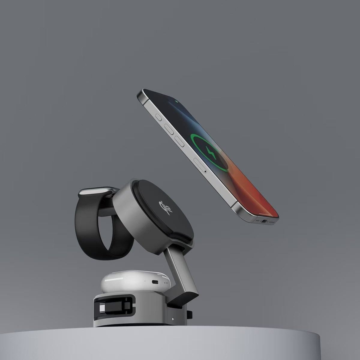ApexCharge Station Qi2 15W Magnetic 3-in-1 wireless charger side view