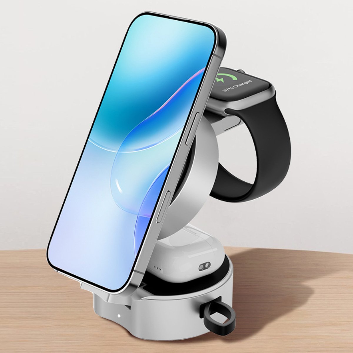 ApexCharge Station Qi2 15W Magnetic 3-in-1 wireless charger.  Phone, Watch, Earbuds